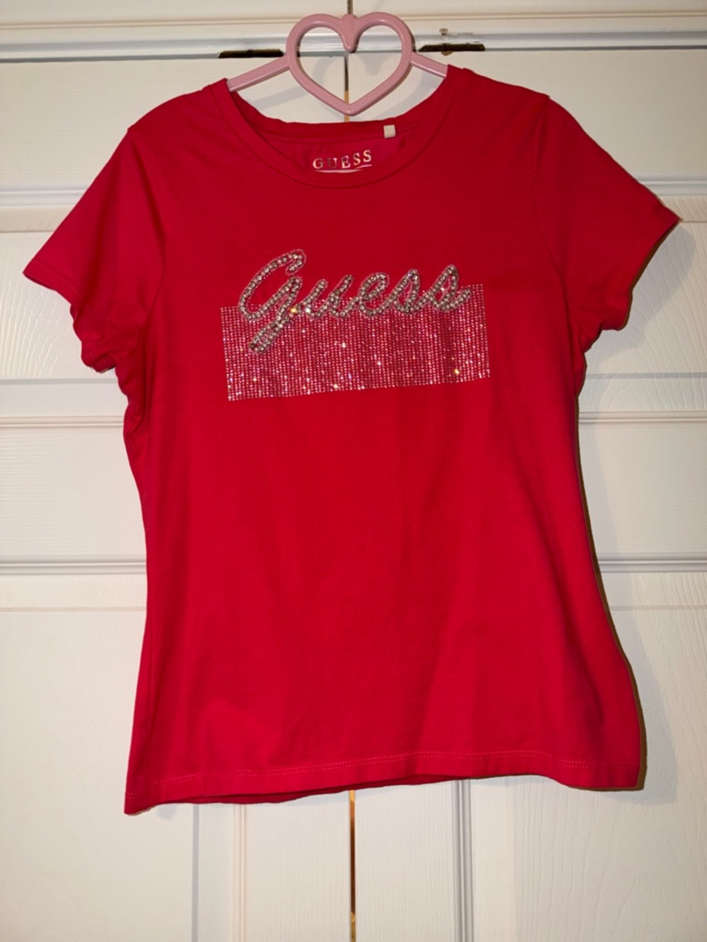 GUESS Bright Pink Crewneck Logo Tee